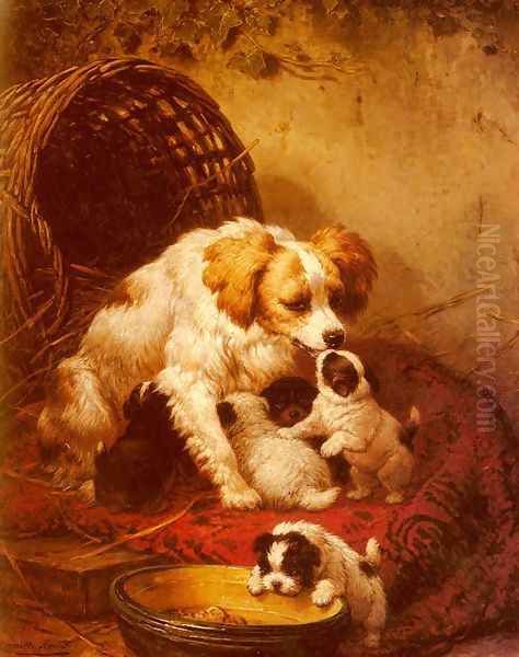 The Happy Family Oil Painting by Henriette Ronner-Knip