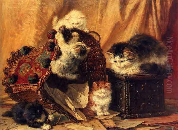 The Turned Over Waste-paper Basket Oil Painting by Henriette Ronner-Knip