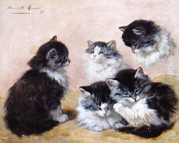 Kittens Oil Painting by Henriette Ronner-Knip