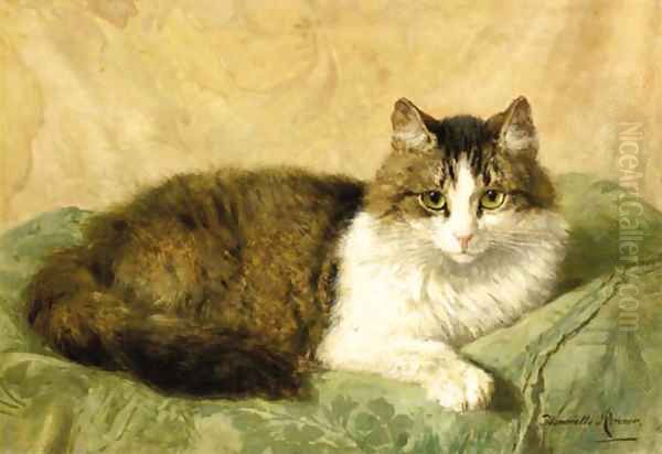 A natural pose Oil Painting by Henriette Ronner-Knip