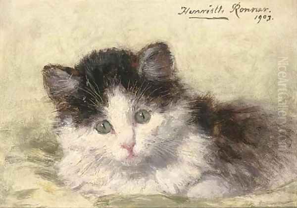 An inquisitive look Oil Painting by Henriette Ronner-Knip