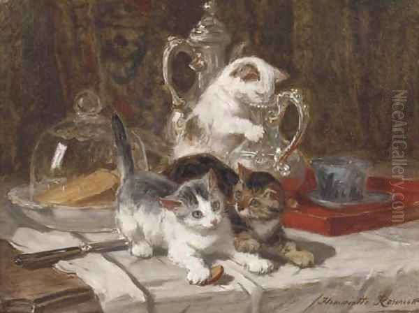 Katjesspel Oil Painting by Henriette Ronner-Knip