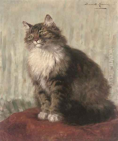 Seeking attention Oil Painting by Henriette Ronner-Knip