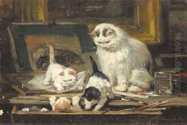 The first drawing lesson Oil Painting by Henriette Ronner-Knip