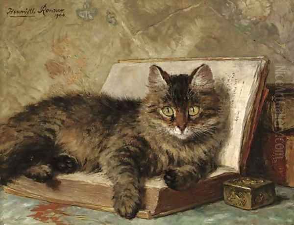 The wise cat Oil Painting by Henriette Ronner-Knip