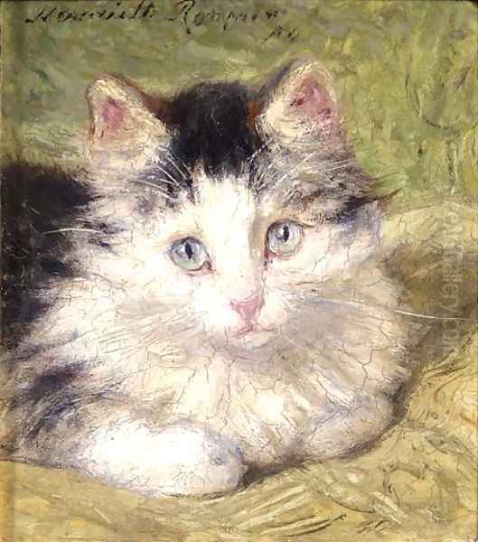 A curious kitten Oil Painting by Henriette Ronner-Knip