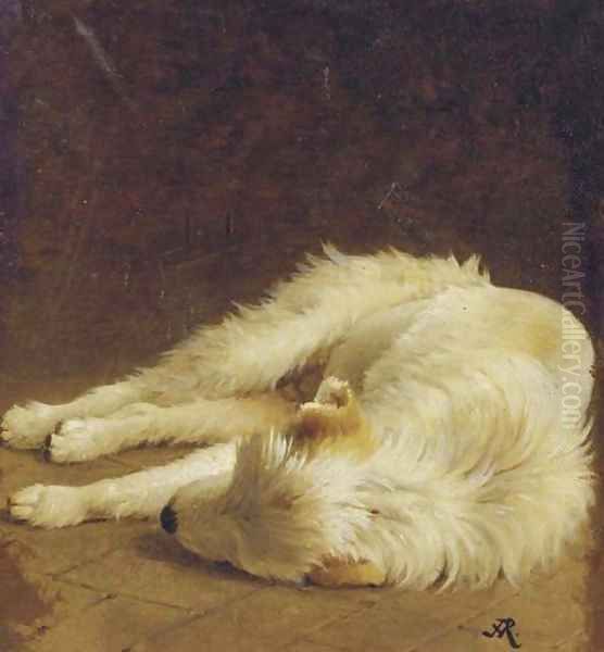 Taking a nap Oil Painting by Henriette Ronner-Knip