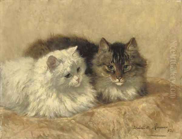 Two Resting Cats Oil Painting by Henriette Ronner-Knip