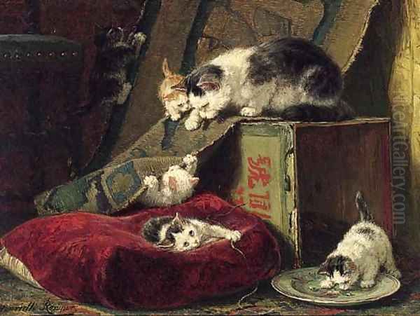 Hide and seek Oil Painting by Henriette Ronner-Knip