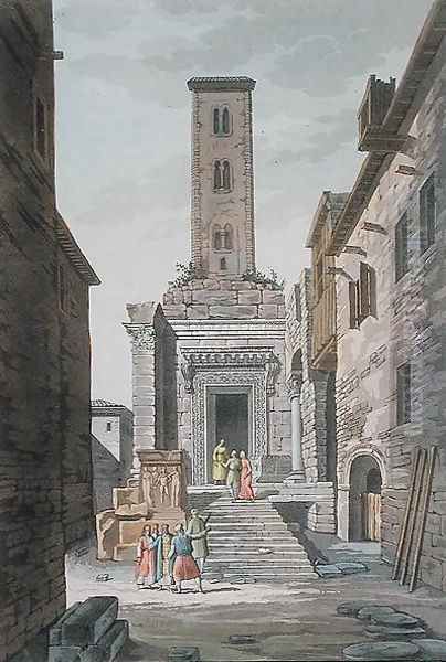 Temple of Aesculapius, Split, Yugoslavia, c.1820 Oil Painting by Vittorio Raineri