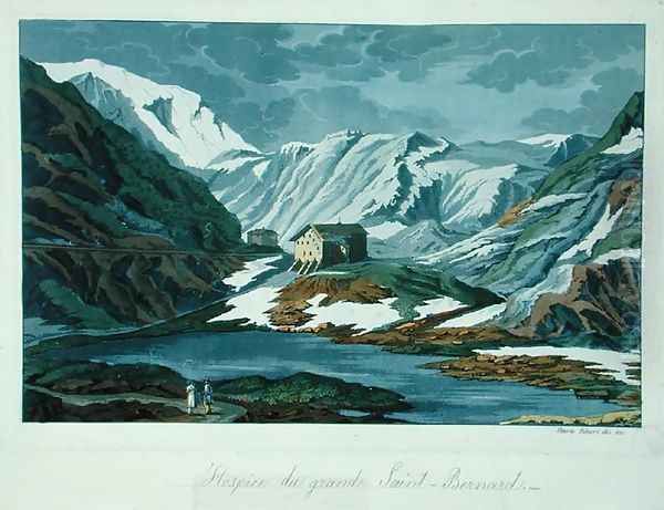 The Grand St. Bernard Hospice in Switzerland, from Costume Antico e Moderno by Gulio Ferrario, 1821 Oil Painting by Vittorio Raineri