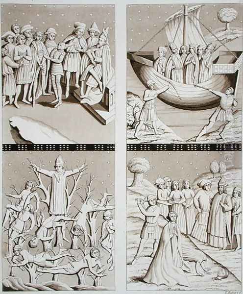 Carvings from the Church at Uppsala, plate 42 from Le Costume Ancien et Moderne by Jules Ferrario, published c.1820s-30s Oil Painting by Vittorio Raineri