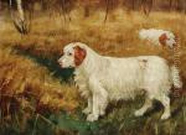 A Clumber Spaniel Called 'fudge' Oil Painting by George Paice