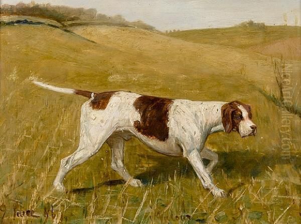 'valour', A Pointer In A Landscape Oil Painting by George Paice