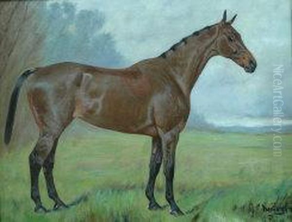 'nemesis' Portrait Of A Chestnut Hunter Oil Painting by George Paice