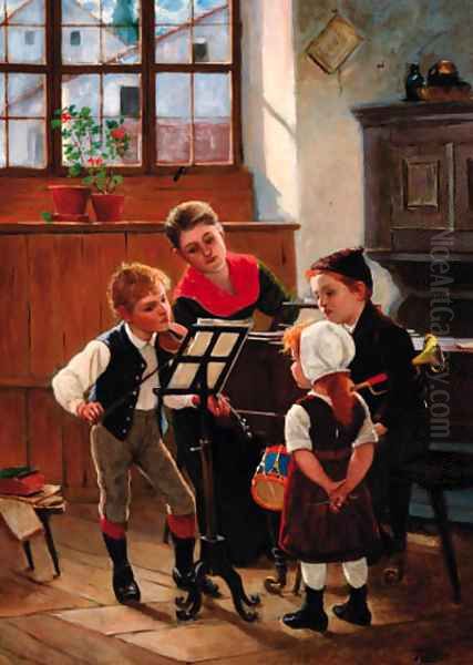 The music lesson Oil Painting by Vittorio Raineri