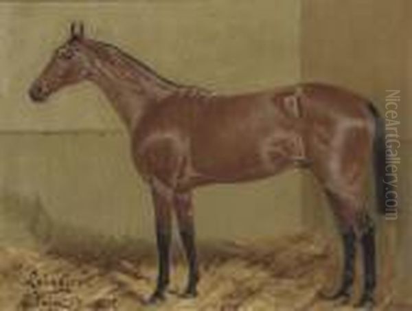 Sir T. Gallway's Leinster In A Stable Oil Painting by George Paice