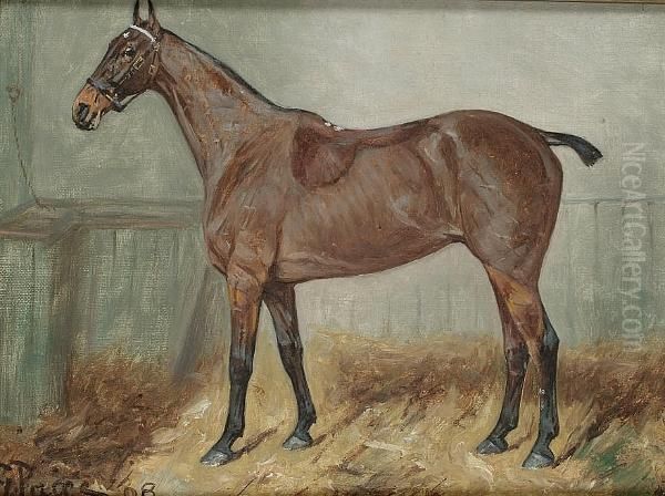 Portrait Of A Bay Hunter In A Stable Oil Painting by George Paice