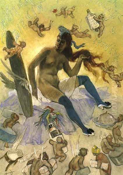 Cythera's Toilette Oil Painting by Felicien Rops