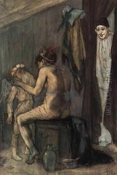 L'Amour Mouche Oil Painting by Felicien Rops