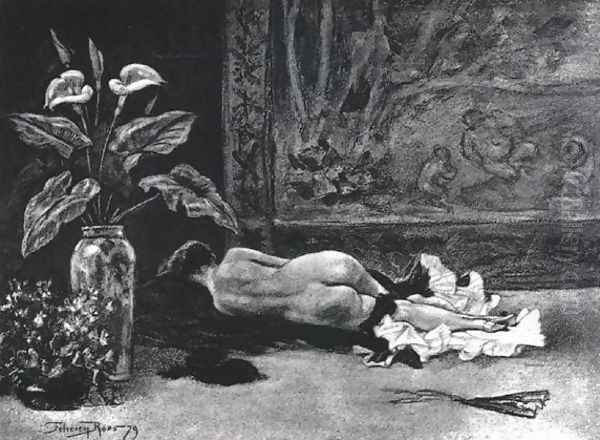 The Siesta Oil Painting by Felicien Rops