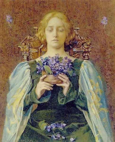 Violets Oil Painting by Henry Meynell Rheam