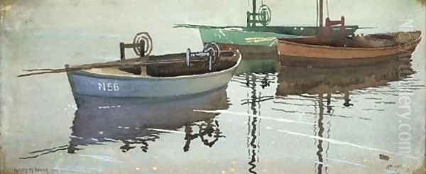 Fishing boats at St Ives Oil Painting by Henry Meynell Rheam