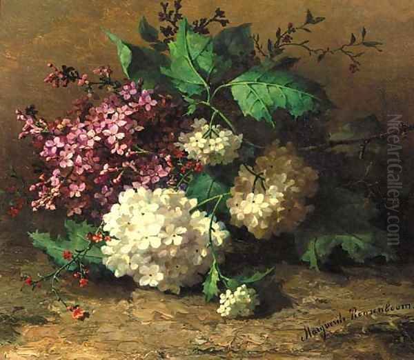 A still life with lilacs Oil Painting by Margaretha Roosenboom