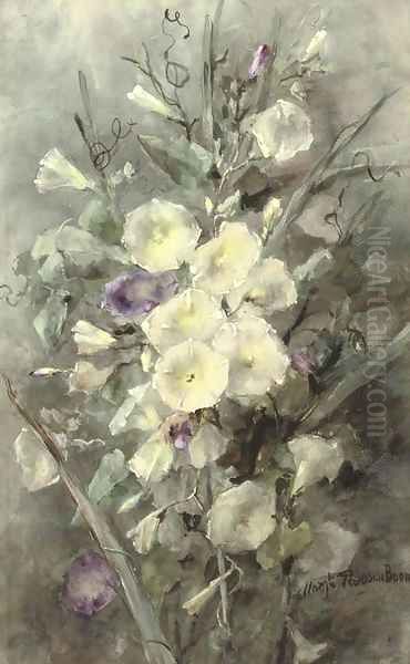 Purple and white field bindweed Oil Painting by Margaretha Roosenboom