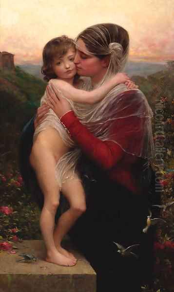 A mother and child Oil Painting by Lionel Noel Royer