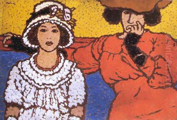 Lazarine and Anella 1911 Oil Painting by Jozsef Rippl-Ronai