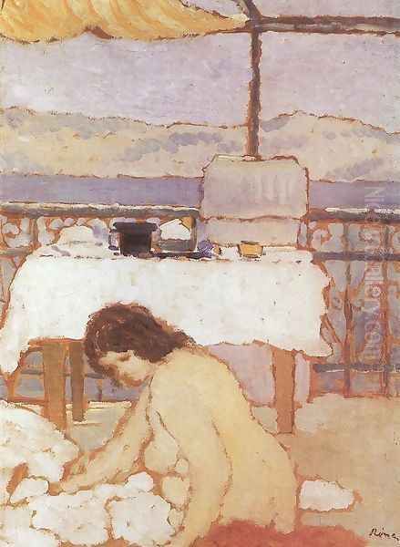 Nude on a Balcony 1909 Oil Painting by Jozsef Rippl-Ronai