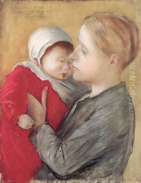 Mother with Child 1890 Oil Painting by Jozsef Rippl-Ronai