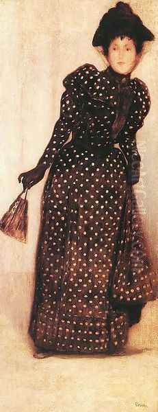 Woman Dressed in Polka Dots Robe 1889 Oil Painting by Jozsef Rippl-Ronai