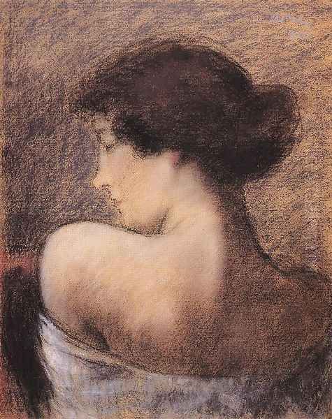 Profile of a Woman Zorka 1916 Oil Painting by Jozsef Rippl-Ronai