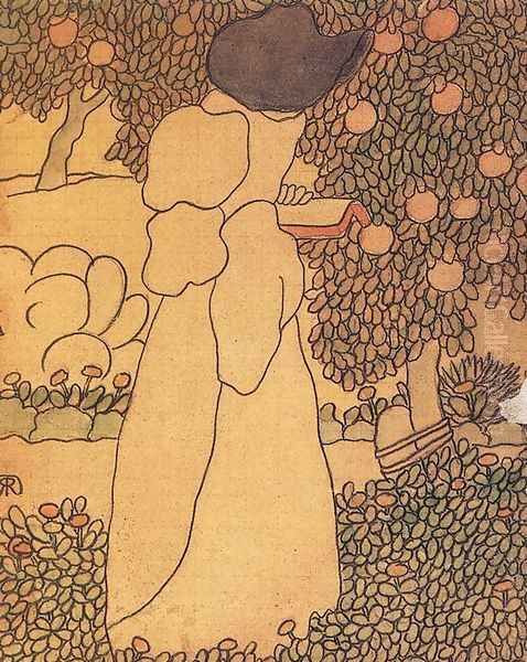 Woman in the Garden Walking Woman 1895 Oil Painting by Jozsef Rippl-Ronai