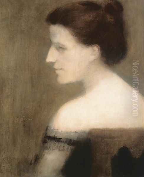 Portrait of Mlle Dutile before 1892 Oil Painting by Jozsef Rippl-Ronai