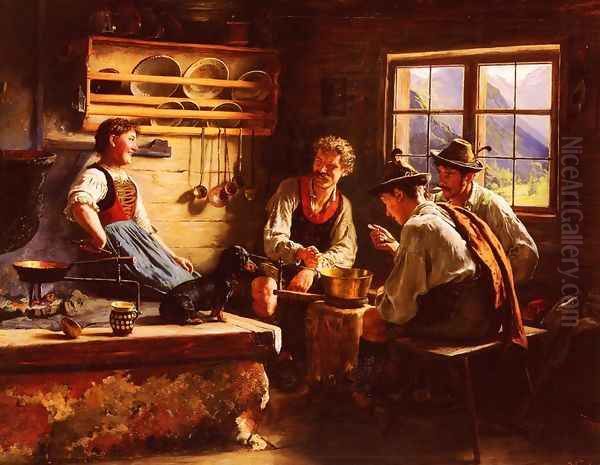 Kitchen Conversation Oil Painting by Emil Rau