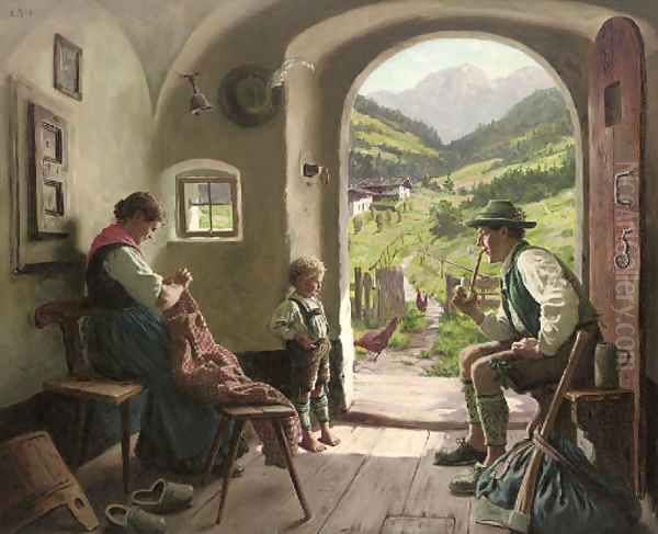 Family time Oil Painting by Emil Rau