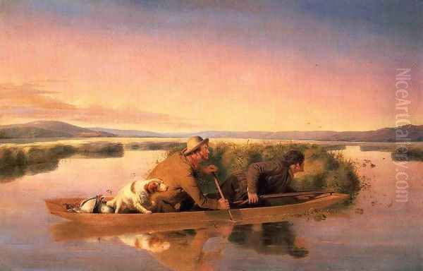 Duck Hunters on the Hoboken Marshes Oil Painting by William Tylee Ranney