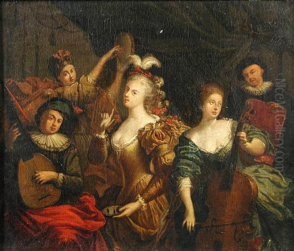 Musicians Merrymaking Oil Painting by Antonie Palamedesz