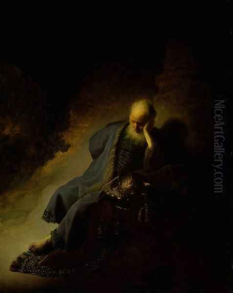 Jeremiah Lamenting the Destruction of Jerusalem Oil Painting by Harmenszoon van Rijn Rembrandt