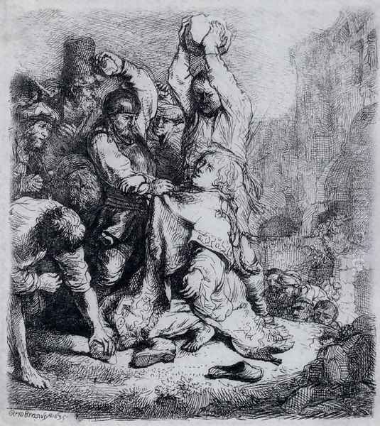 The Stoning Of St. Stephen Oil Painting by Harmenszoon van Rijn Rembrandt