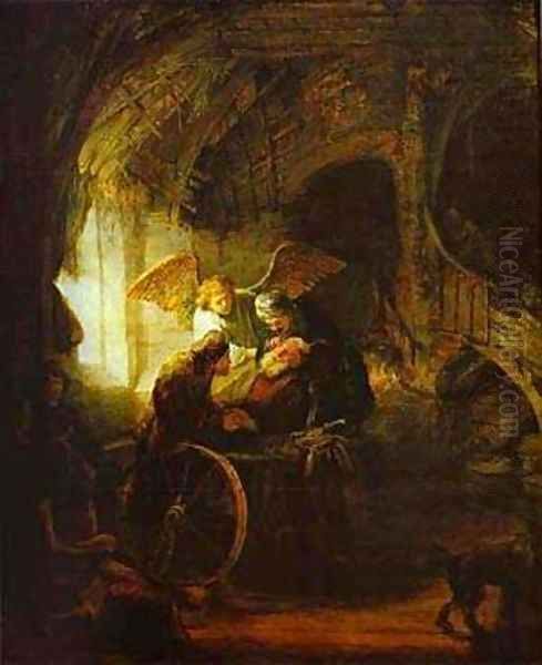 Tobias Returns Sight To His Father 1636 Oil Painting by Harmenszoon van Rijn Rembrandt