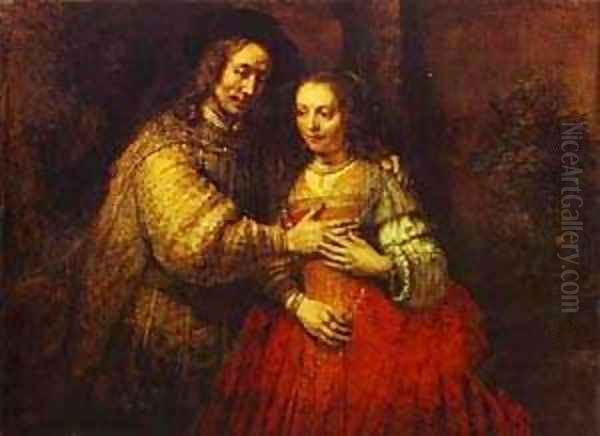 Isaac And Rebecca (The Jewish Bride) 1666 Oil Painting by Harmenszoon van Rijn Rembrandt