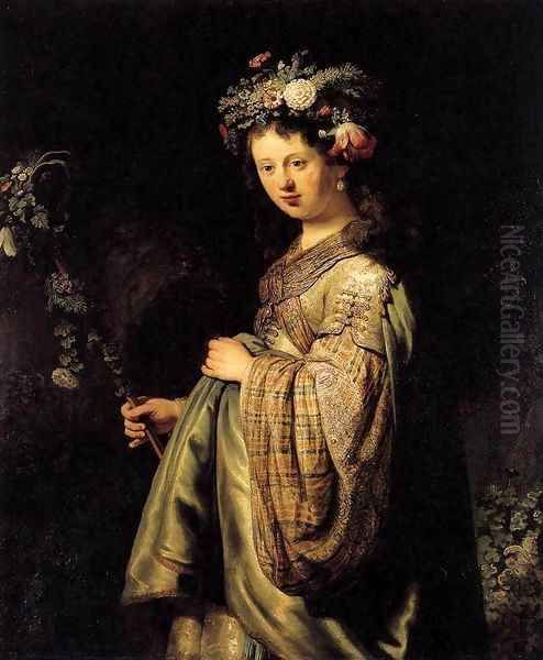 Saskia as Flora 1634 Oil Painting by Harmenszoon van Rijn Rembrandt