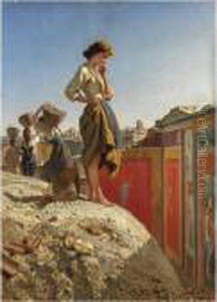 Gli Scavi Di Pompei Oil Painting by Filippo Palizzi