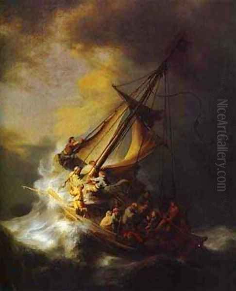 Christ In The Storm On The Lake Of Galilee 1633 Oil Painting by Harmenszoon van Rijn Rembrandt