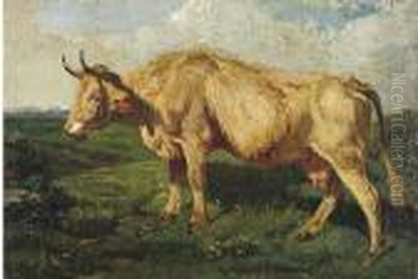 Mucca Al Pascolo Oil Painting by Filippo Palizzi