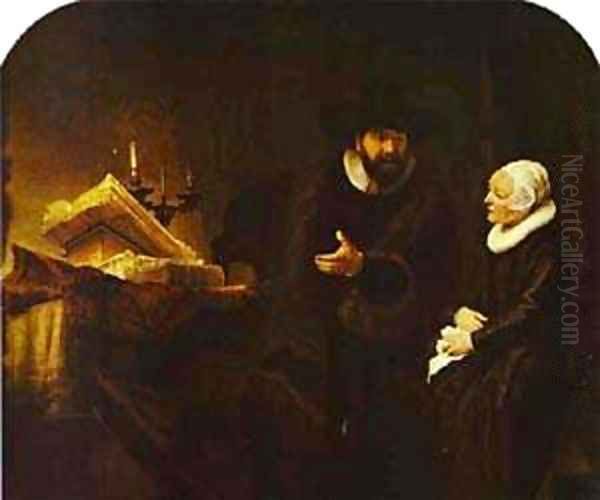 The Mennonite Minister Cornelius Claeszoon Anslo In Conversation With His Wife Aaltje 1641 Oil Painting by Harmenszoon van Rijn Rembrandt